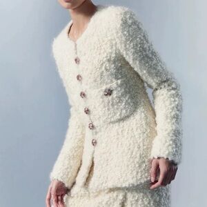 Runway Designer Cream Wool Tweed Jacket